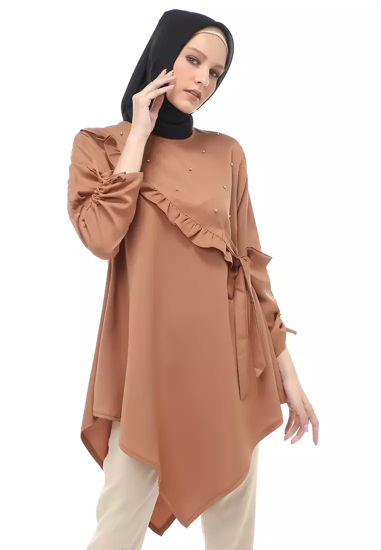 Ketrin Tunik Muslimah Atasan Wanita Polos Long Sleeve Regular Fit - Milo
