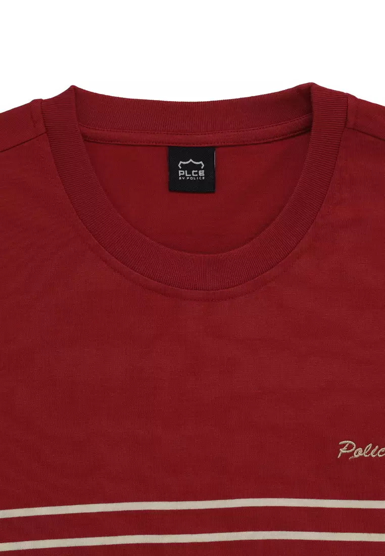 POLICE T-Shirt Salur Bordir Cotton Premium Tebal Pria 53006