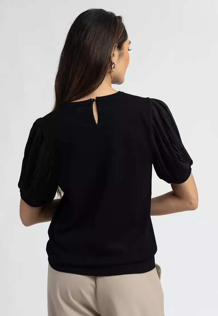 Amber Knit Blouse with Puff Sleeves