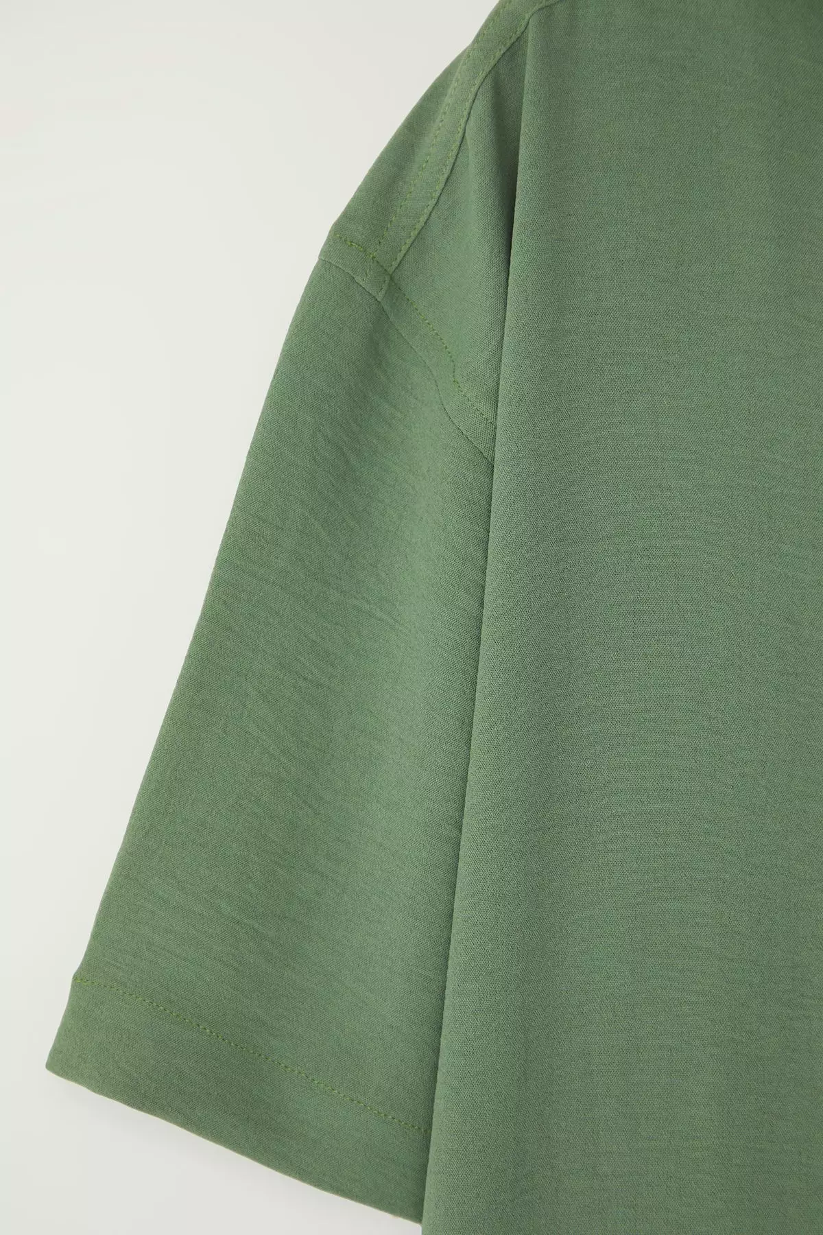 Khaki Oversize Fit Summer Short Sleeve Linen Look Shirt TMNSS24GO00019