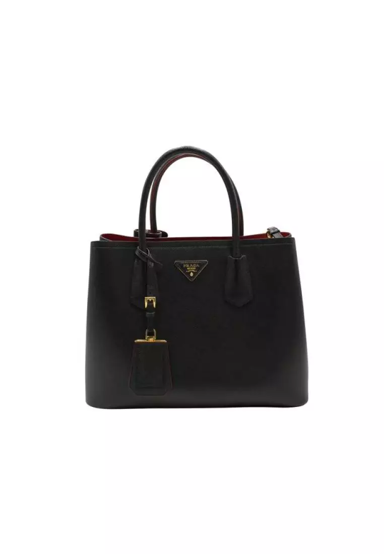 Buy Prada Pre Loved PRADA Black Fiery Red Medium Saffiano