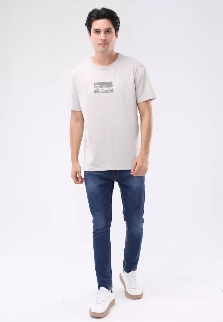 Round Neck Streaky Short Sleeves