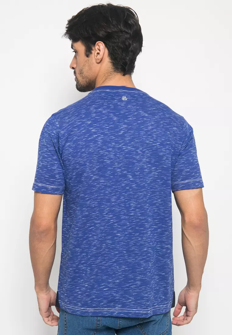 Johnwin - Kaos Casual - Garis - Biru - Slim Fit - ATS.623.M309.01.C-S/S