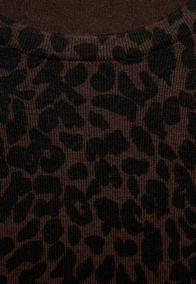 Ribbed Leopard-Print Sweater