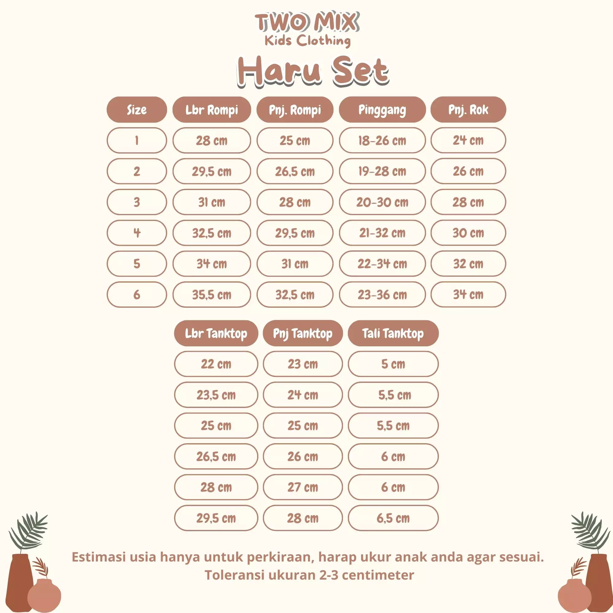 Two Mix - Haru Set Setelan Baju Rok Anak Perempuan Lucu Lebaran 1-6 Tahun 4419 Warna Beige