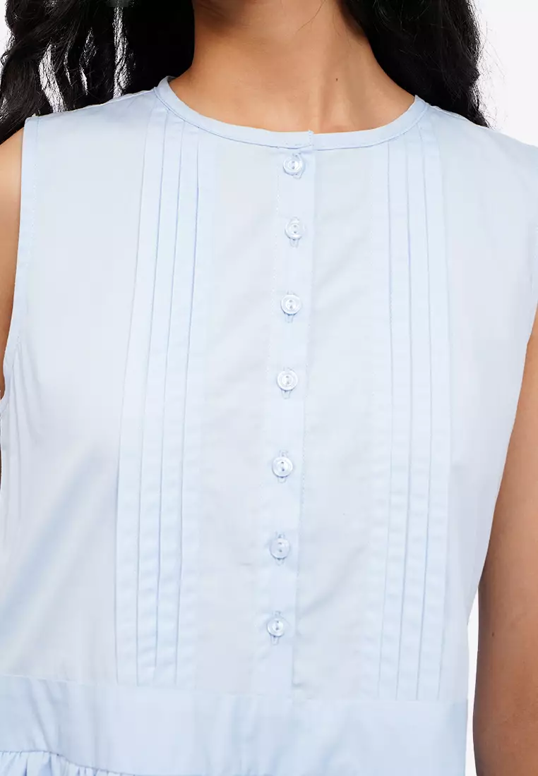 A-Line Sleeveless Pleated Dress