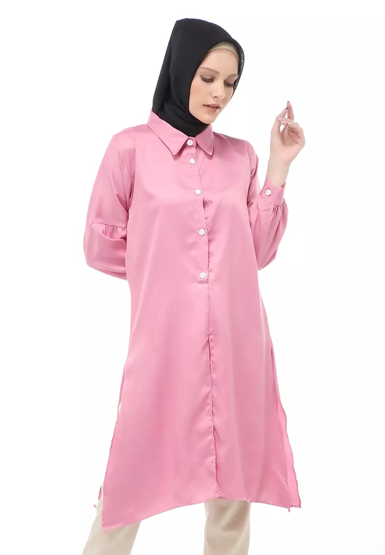 Vania Tunik Polos Muslimah Atasan Wanita Long Sleeve Regular Fit - Dusty