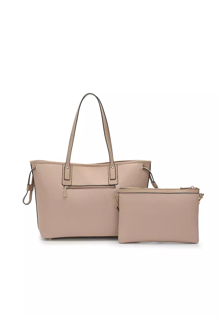 2-in-1 Tote Bag & Top Handle Bag - Beige
