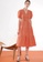 Saturday Club orange V-Neck Button-up Tier Lace Dress with Puff Sleeves 987B2AA9C8EB6CGS_4