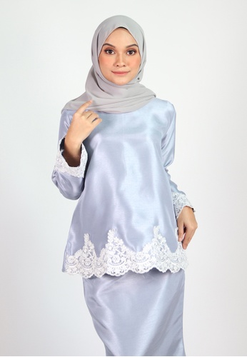 Buy ESMA KURUNG KEDAH from Coudre Kuala Lumpur in Grey and Blue only 199