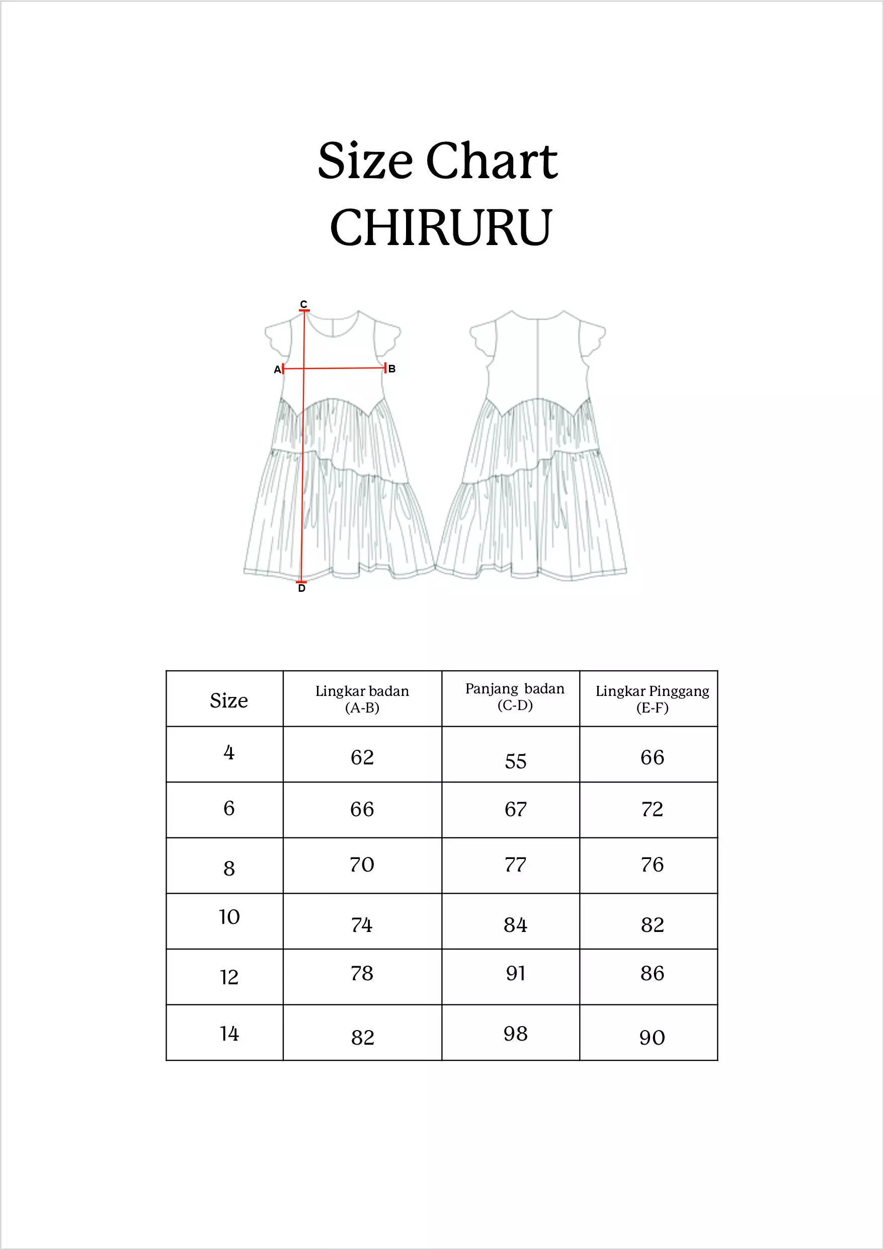 Pito Dito Girl Chiruru Dress Midi Anak Merah Motif Bunga