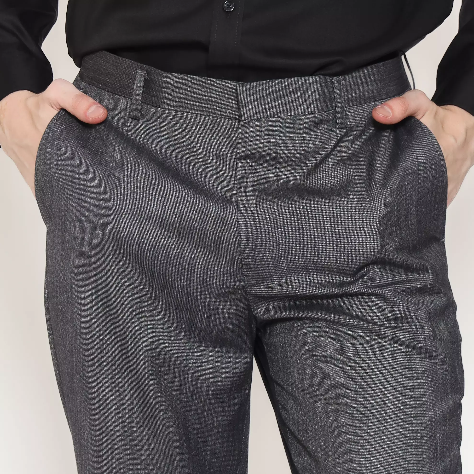 Schoeller Celana Pria Baldwin Abu Tua – Regular Fit – Motif Pinstripe Bahan Viscose