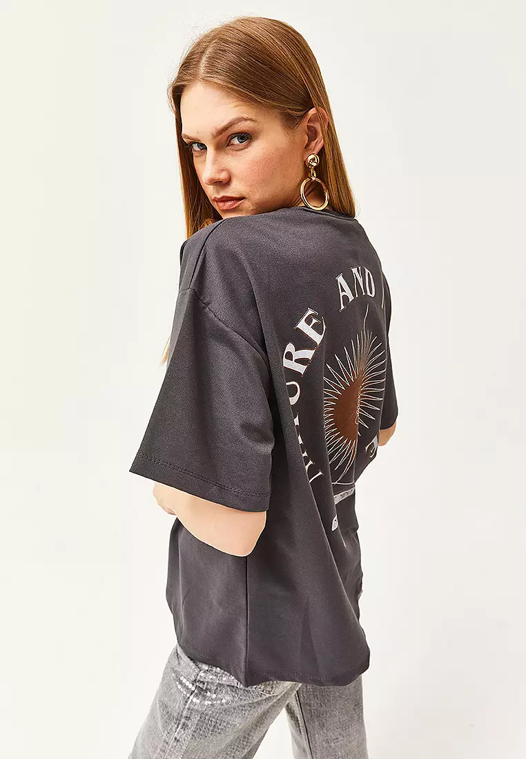 Symbol Front Back Printed 2 Thread Unisex Oversize T-Shirt