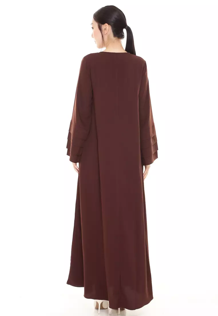 Laura Abaya Modern Layer Sleeves Loose Style in Dark Brown