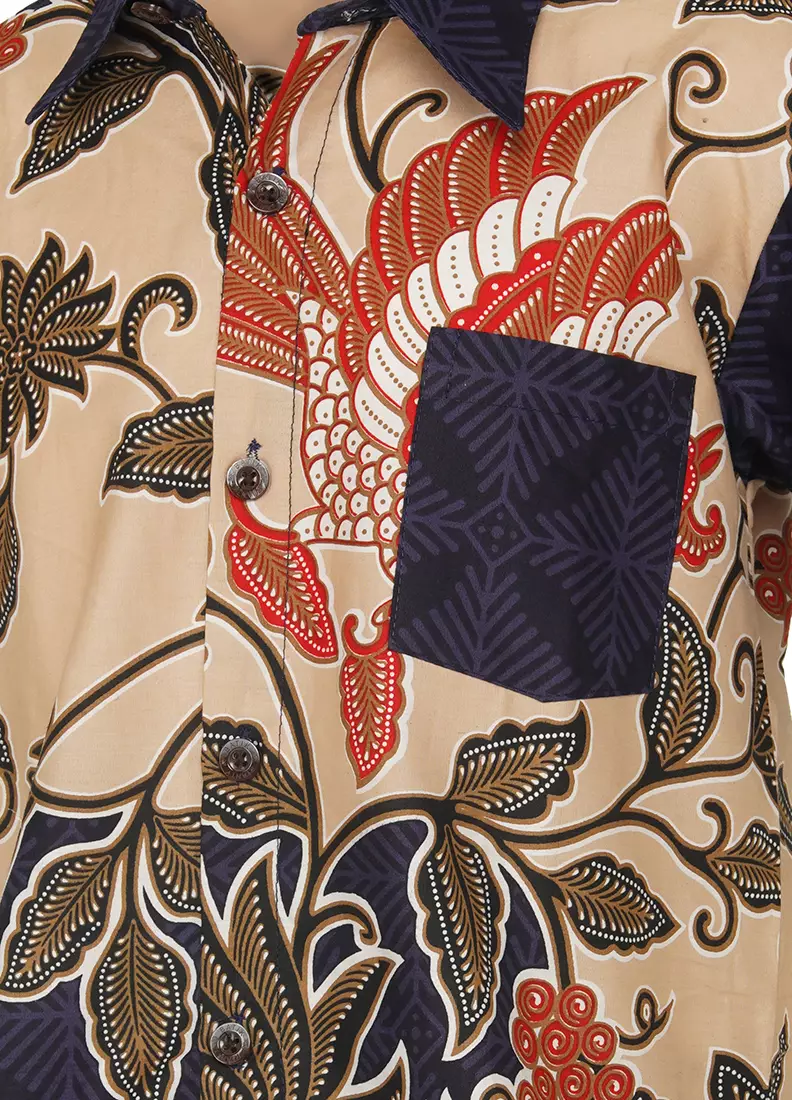 Hem Anak Laki Laki Batik Jeremy Cream Lengan Pendek