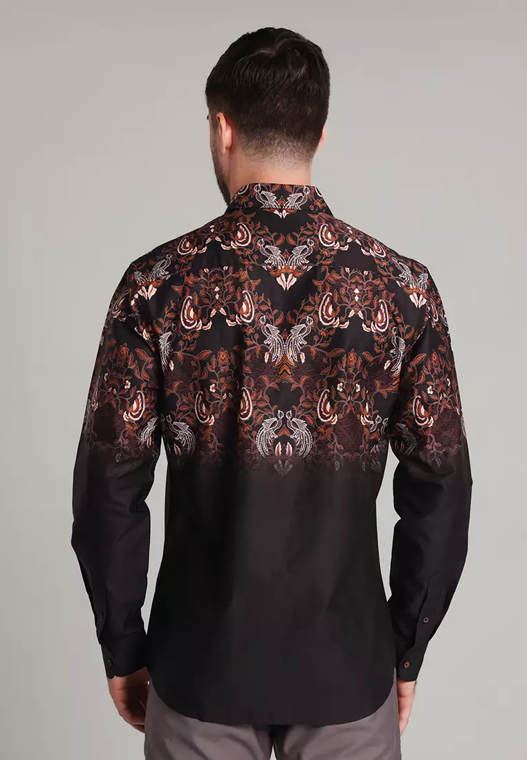 MOC - Kemeja Batik Pria Lengan Panjang Adhinata - Black
