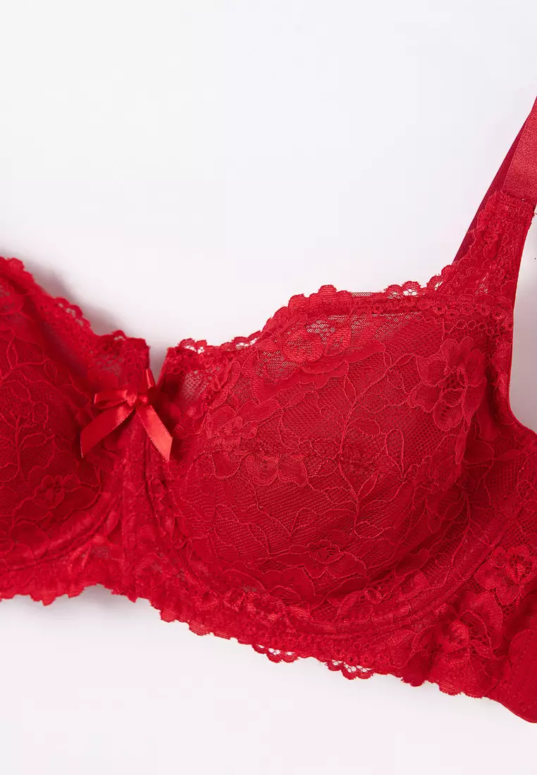 Buy Enamor All Lace Underwire Bra-Red at Rs.895 online
