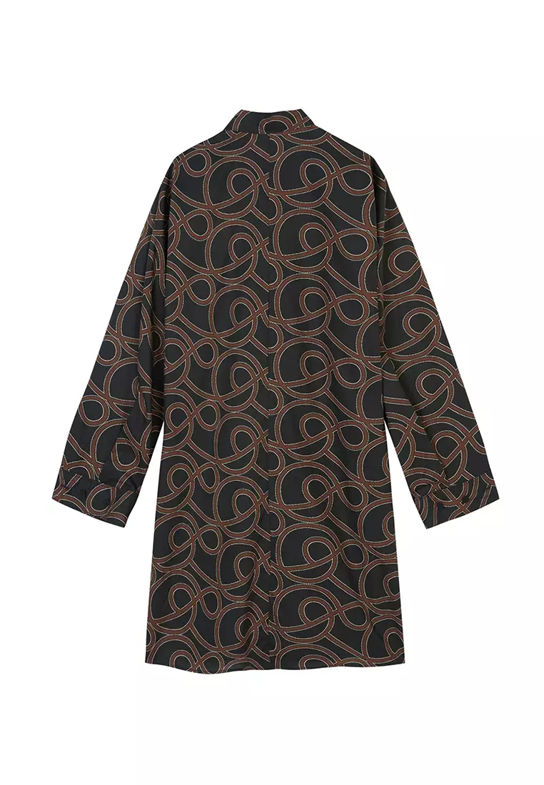 H型寬鬆日常休閒長袖連衣裙