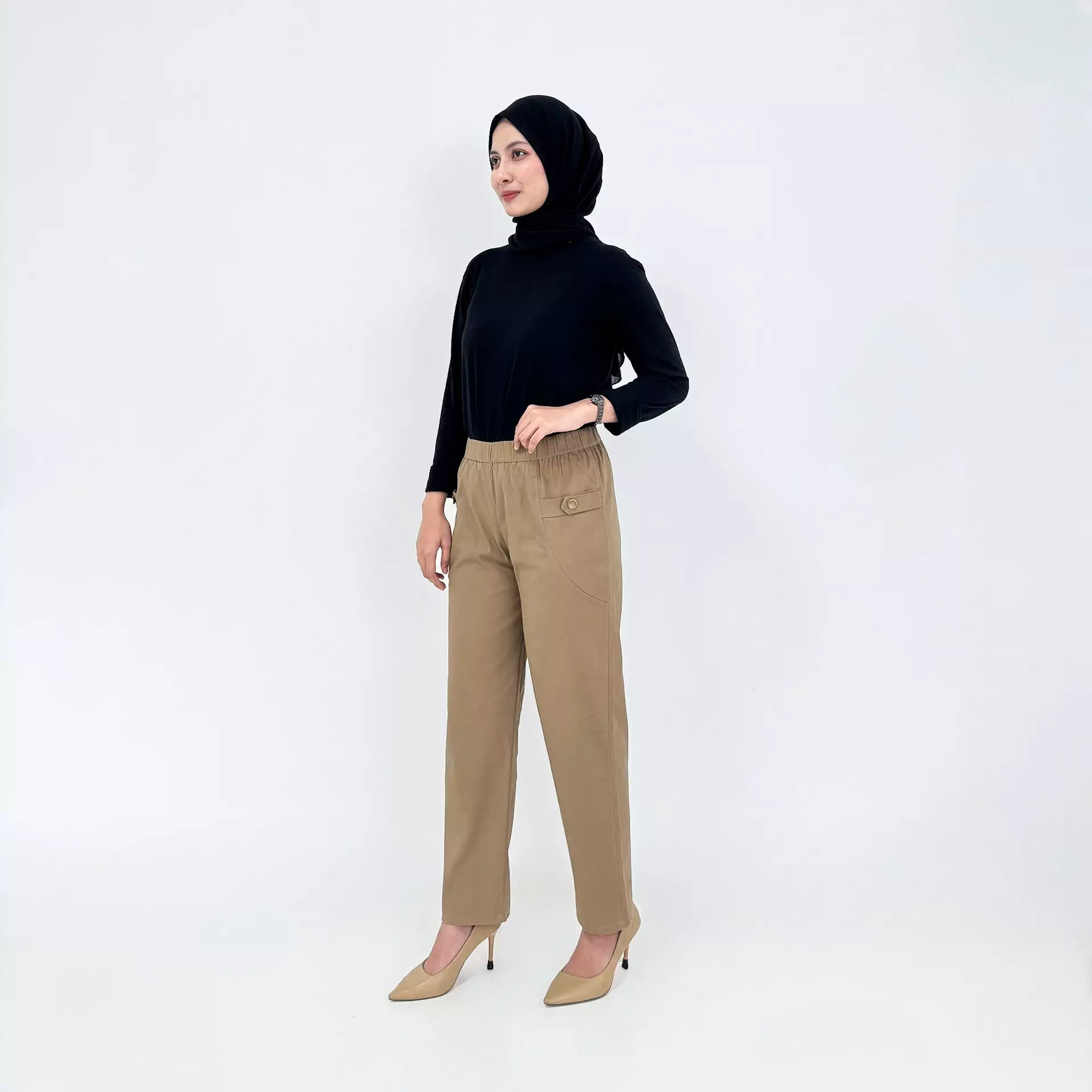 Mia Twill Baggy Pants - Celana Panjang Wanita Polos CAPPUCINO