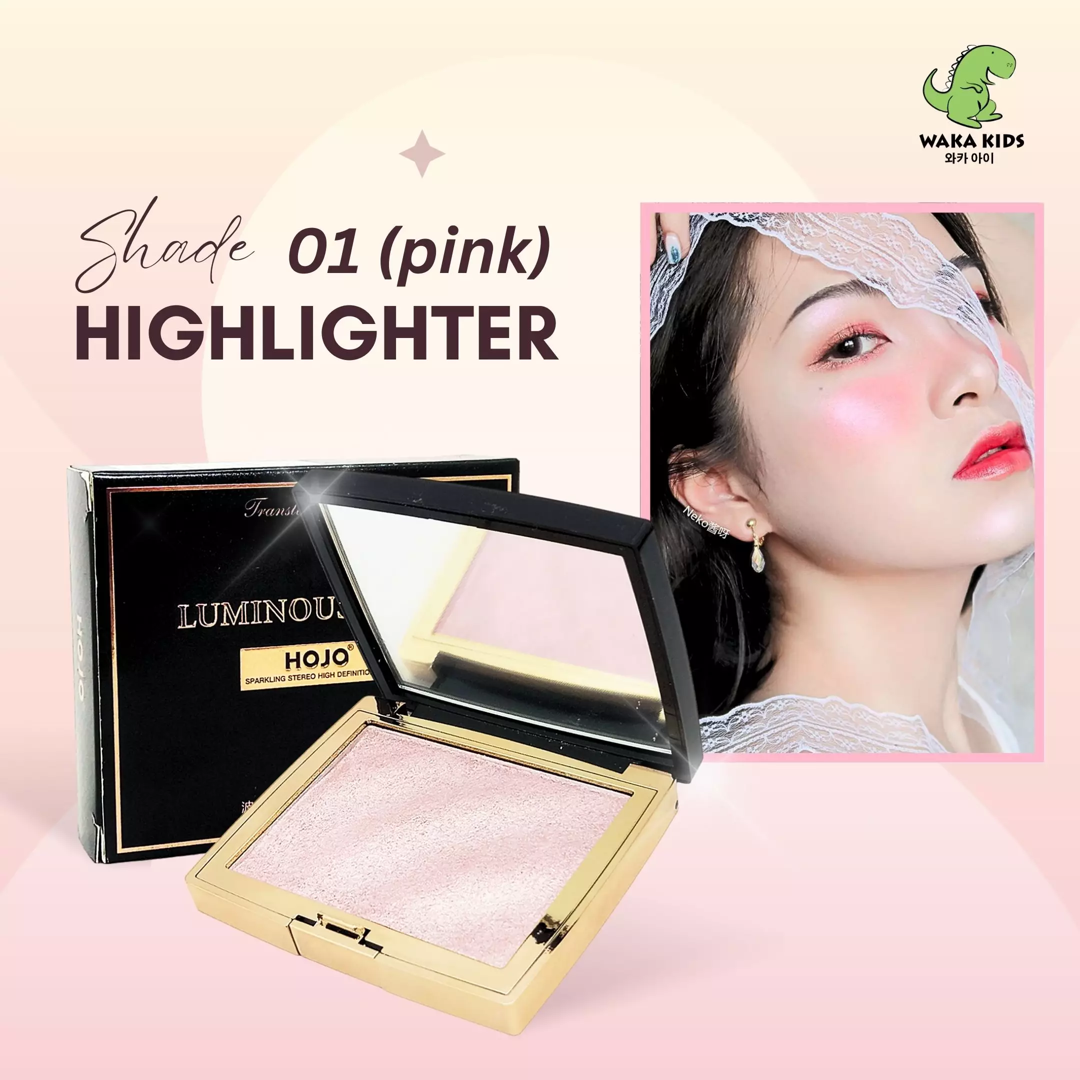 Wakakids Highlighter Palette Translucent Shimmer Smooth Glitter Make Up Hojo BPOM Venrz Shade 01