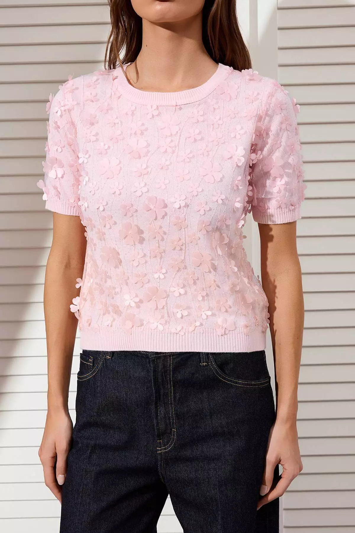 Buy Trendyol Pink Three-Dimensional Flower Detailed And Tulle