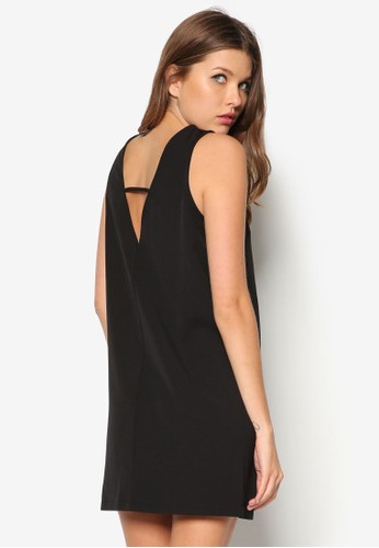 深V 露背直筒連身裙, 服飾, zalora時尚購物網的koumi koumi短洋裝