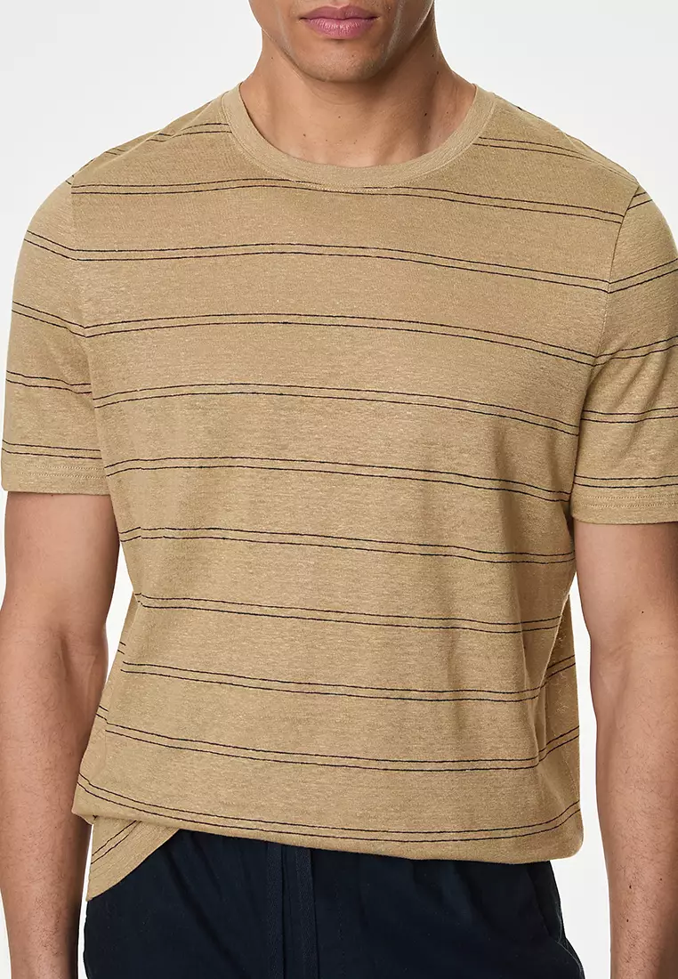 Pure Linen Striped T-Shirt