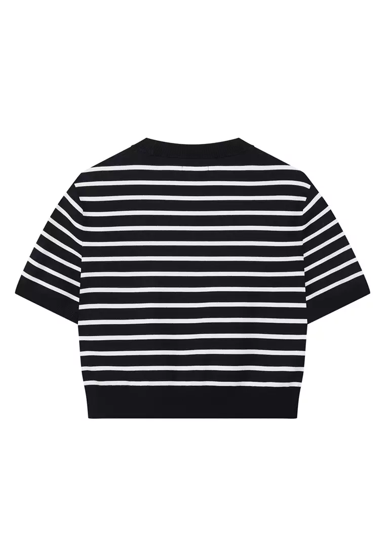 女裝 K-SWISS LOGO 短裝橫紋T裇