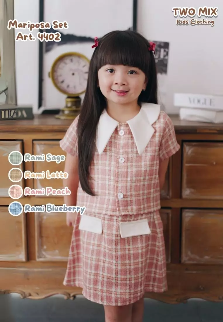 Two Mix - Mariposa Set Setelan Baju Anak Perempuan Korean Style 1-12 Tahun 4402 Rami Sage