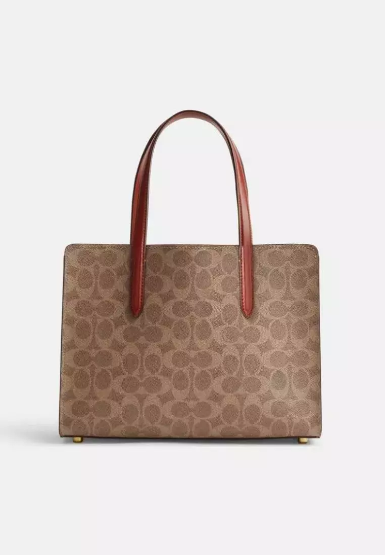 Coach Carter Carryall 28 In Signature Canvas Tan Rust