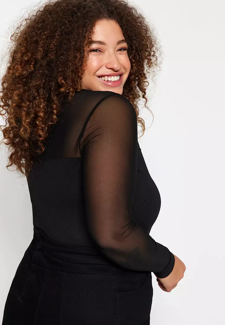 Plus Size Sweetheart Tulle Blouse