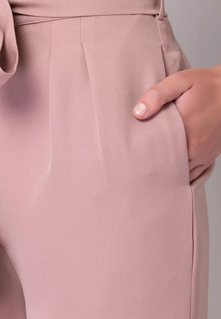 SIDDARTH TYTLER X FAballey Light Pink Straight Fit Trousers With Self Fabric Belt