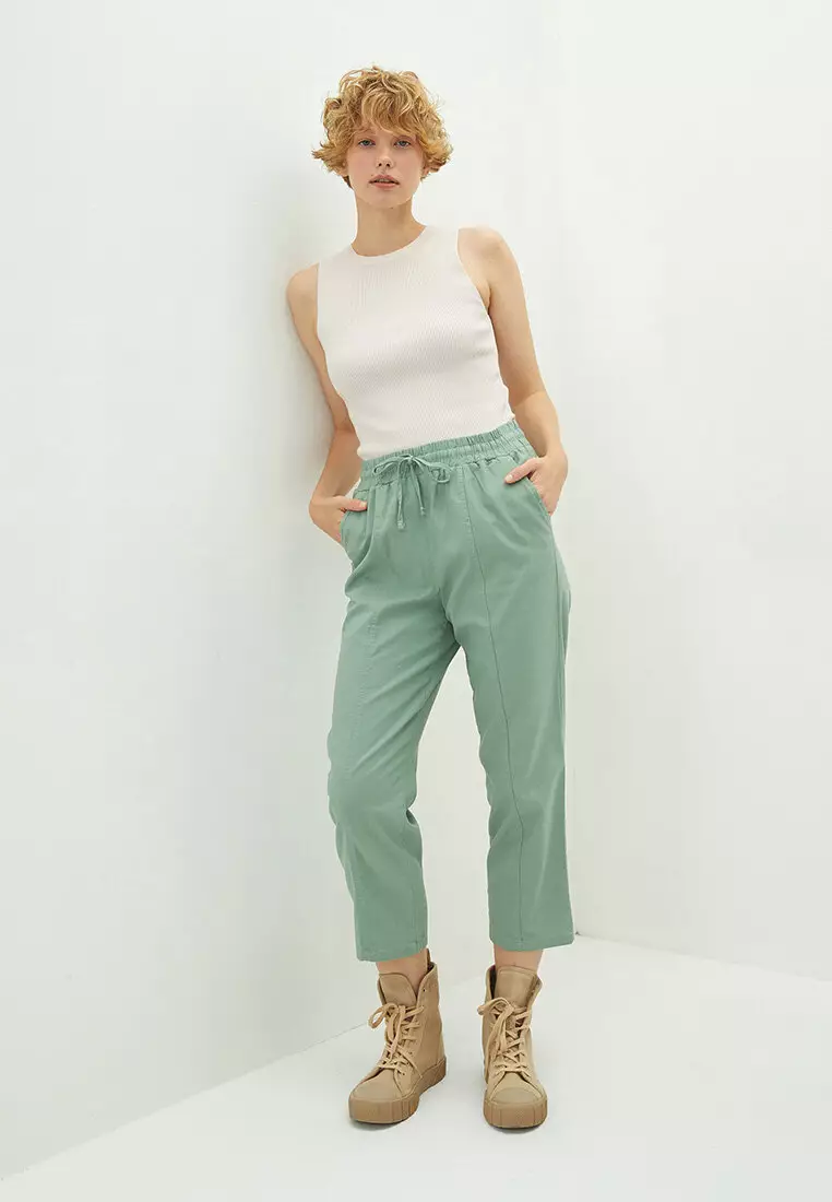 Elastic waist pants with pockets store