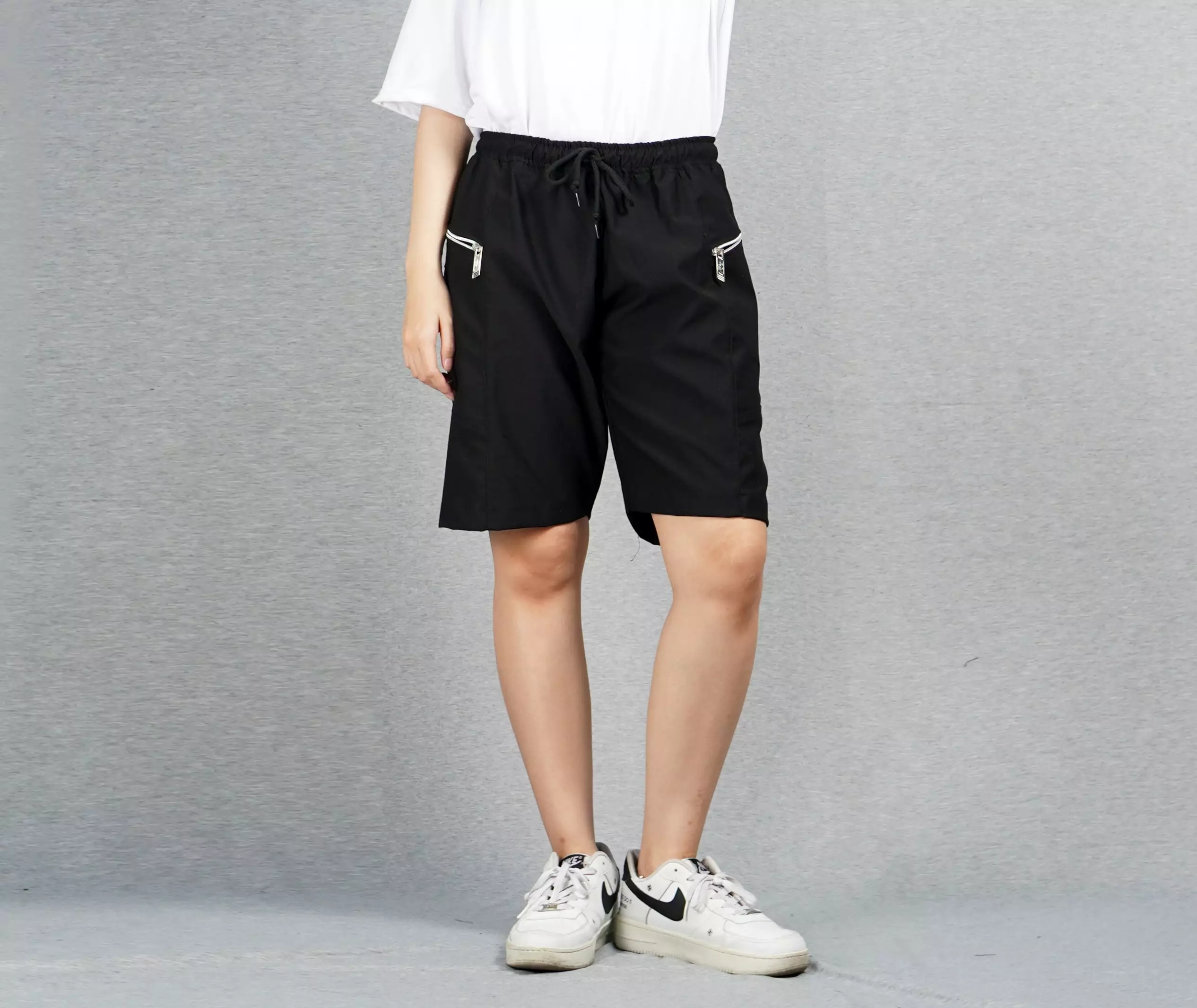 XYAN Celana Pendek Wanita Celana Chino Pendek Celana Pendek Chino Pants Short Pants - HITAM