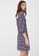Maje purple and multi and navy Printed Linen Dress With Smocking D4FFDAA77E5683GS_3