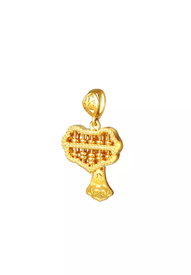 TOMEI 【如意顺遂财自来】Ruyi Abacus Pendant, Yellow Gold 916