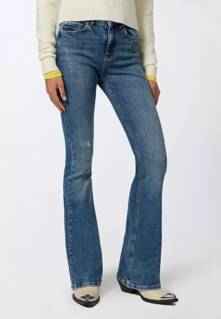 Blue denim flared jeans