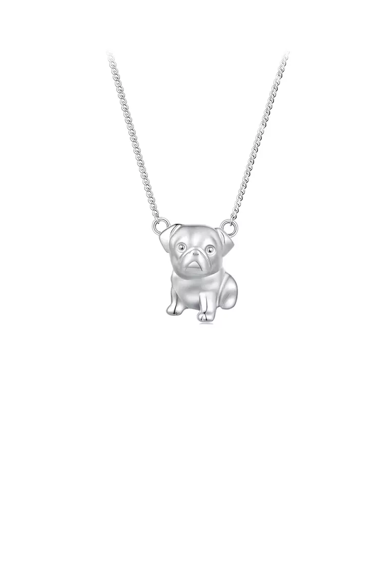 925 Sterling Silver Simple Cute Dog Pendant with Necklace – Glamorousky