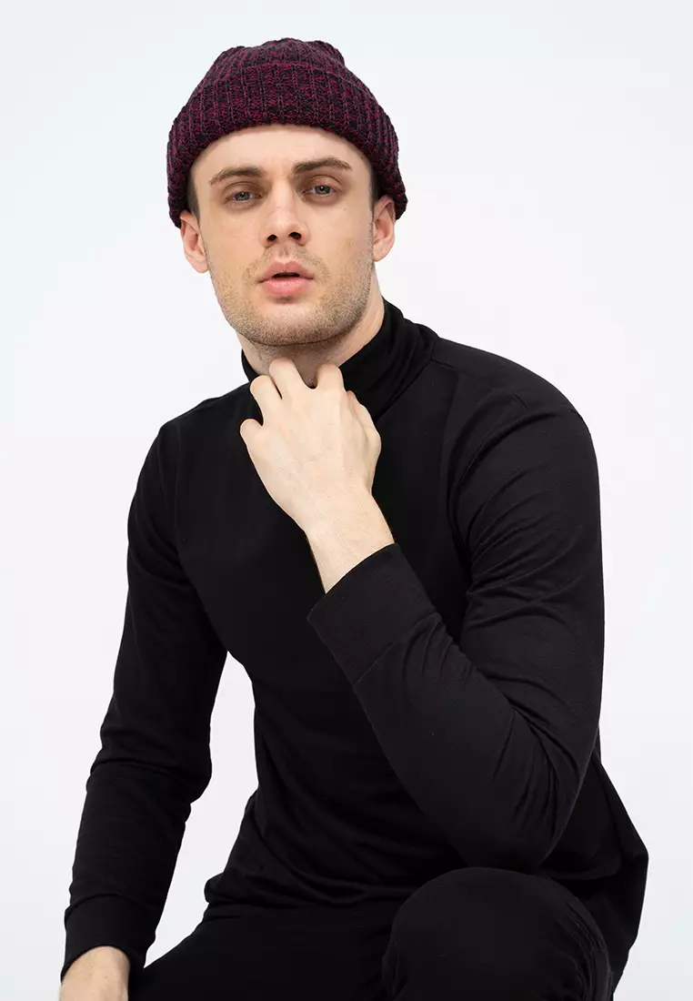 Topi Kupluk Rajut Beanie Hat Polos Topi Gunung maroon dusty