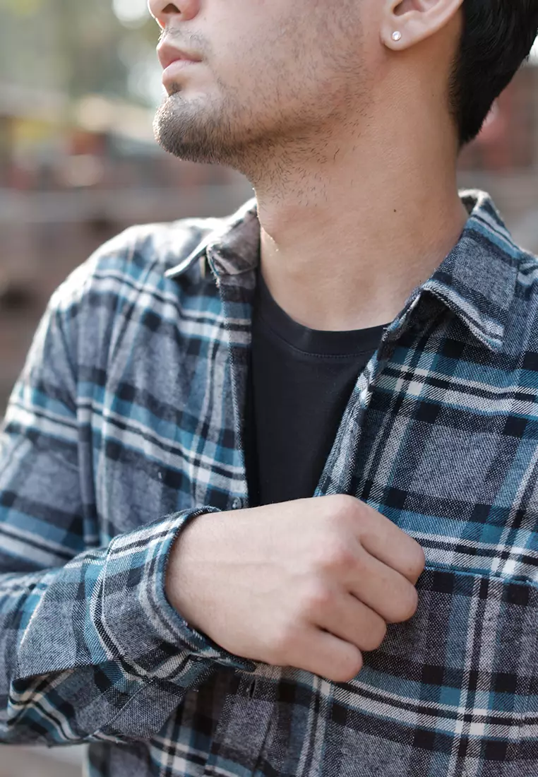 OXCON Extra Comfort Authentic Flannel Shirt misty Turquoise