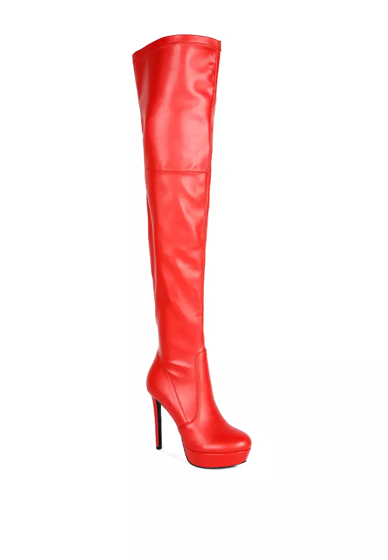 Red crotch hot sale high boots