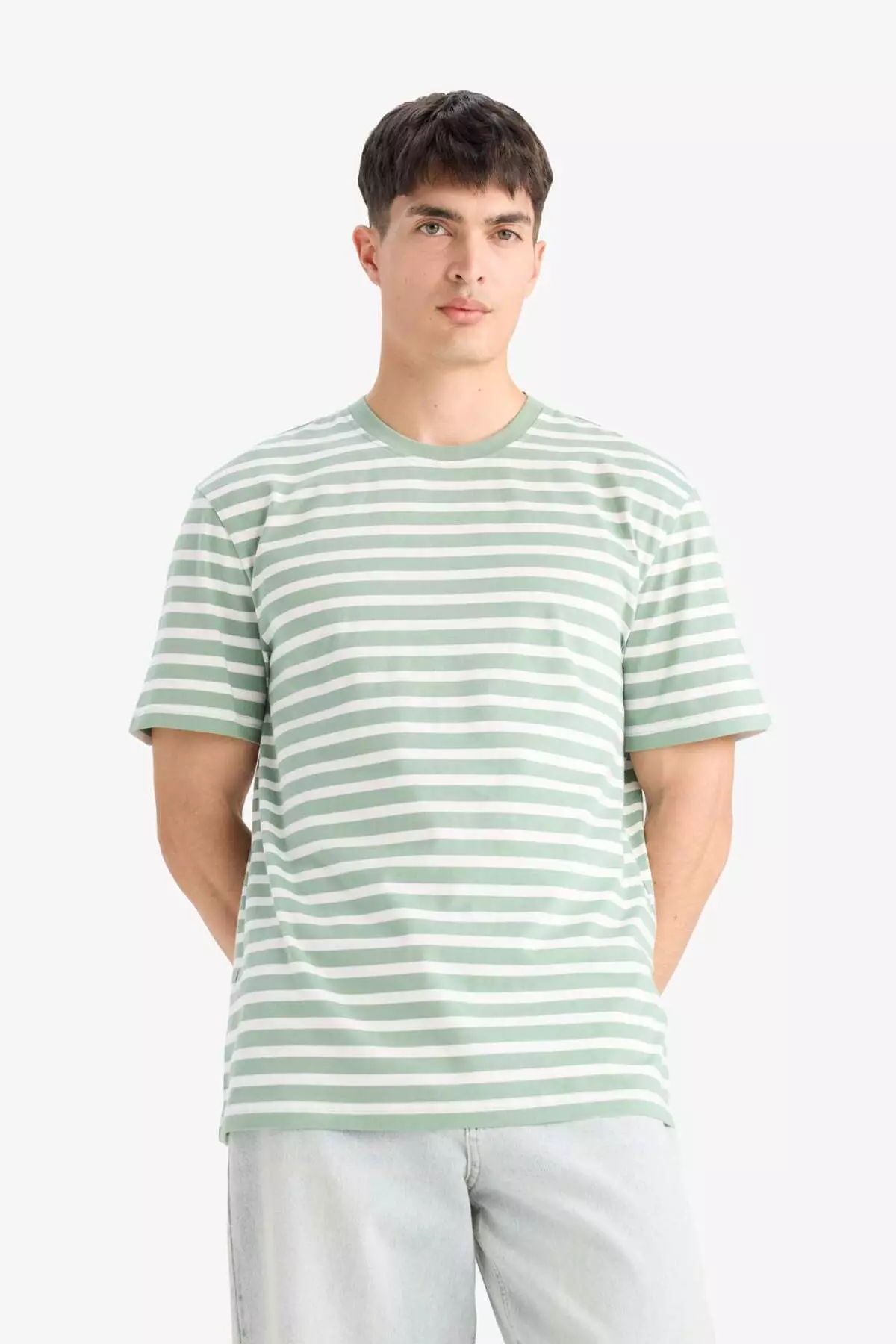 90'S Vintage Columbia Short Sleeve Striped T-Shirt, Made in USA, Men's Size L cotton white type Vintage Second Hand