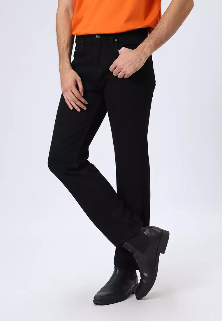 801 Reguler Fit Soft Jeans Black Overdyed - Celana Panjang Denim Pria
