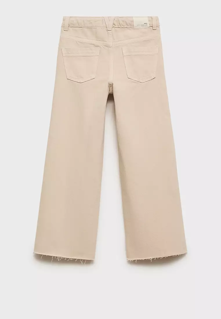 Wide Leg Low Frayed Hem Jeans