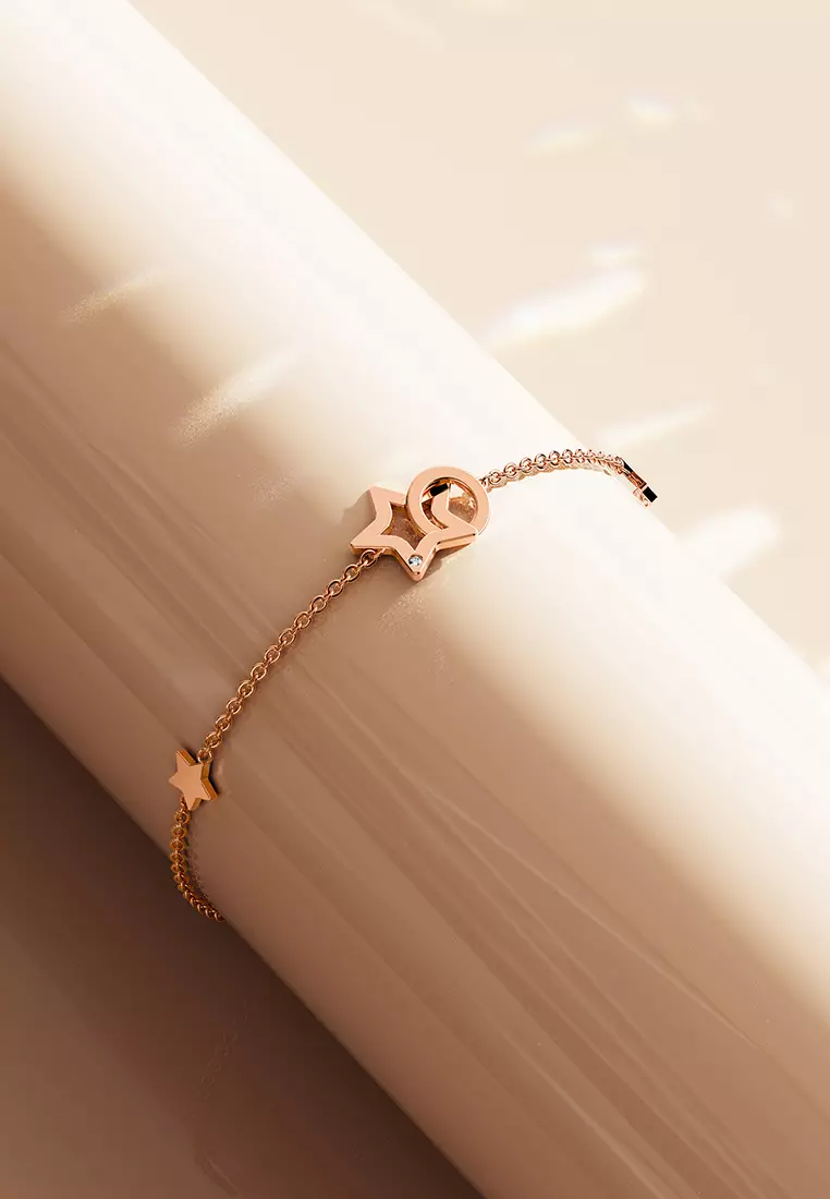 Guiding Stars Bracelet in Rose Gold Plated Titanium with Genuine 0.005ct Diamond