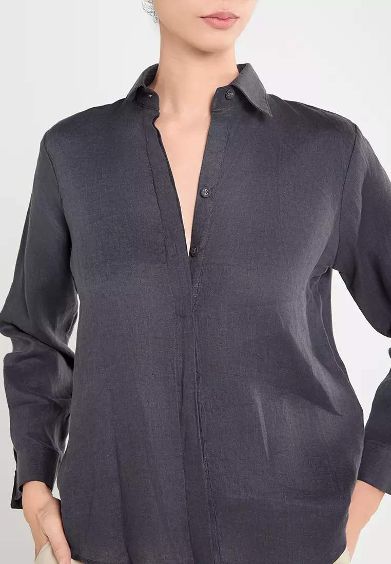 Basic Long-Sleeve Linen Shirt