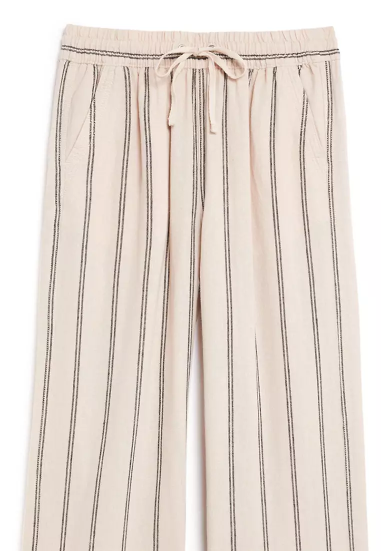 Jual Marks & Spencer Linen Rich Wide Leg Trousers Original 2024 ...