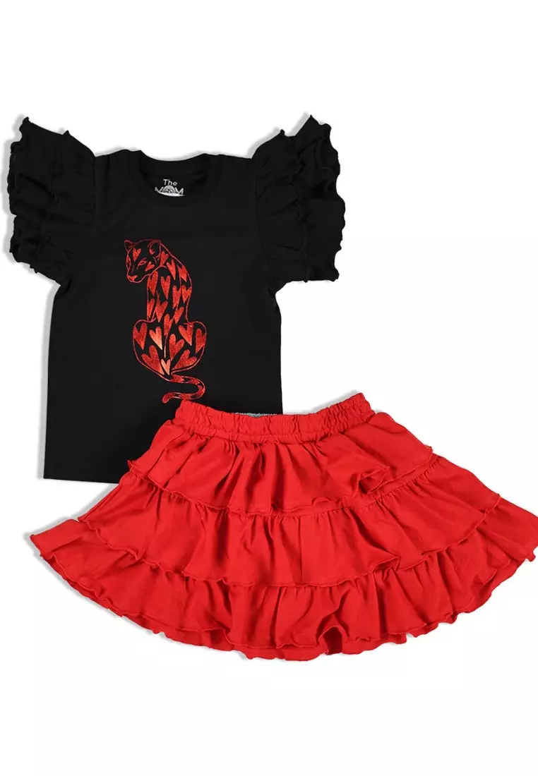 Li'l Panther Girls Top And Skirt Set