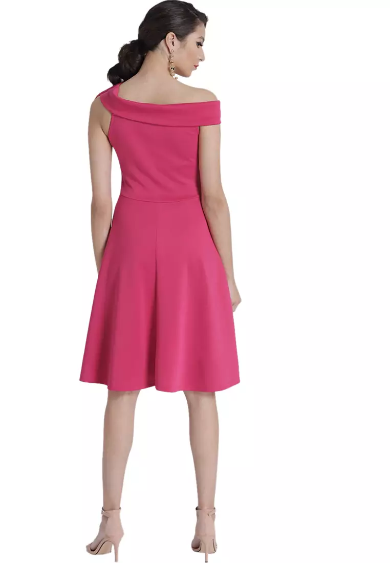 Buy SASSAFRAS Pink Off Shoulder Side Bow Scuba Dress 2023 Online | ZALORA  Singapore