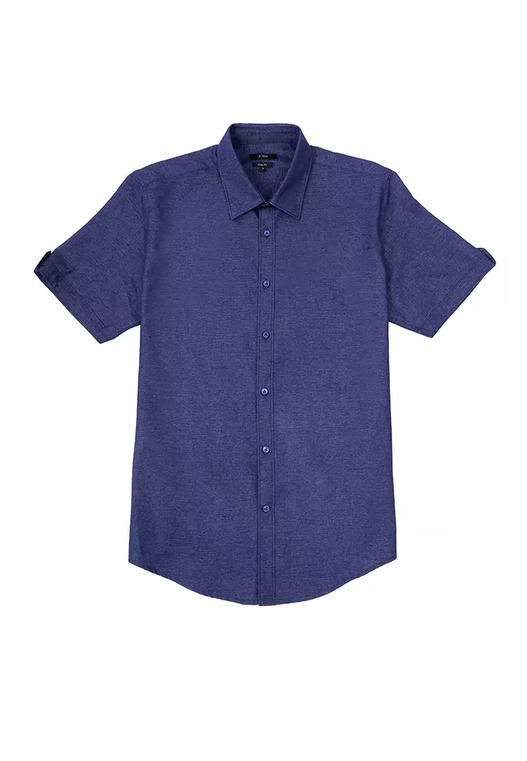 Jobb Evins Kemeja Pria Lengan Pendek Slim Fit Navy Colour Navy